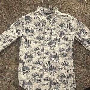 Janie and Jack animal motif button up shirt  - Blue and White